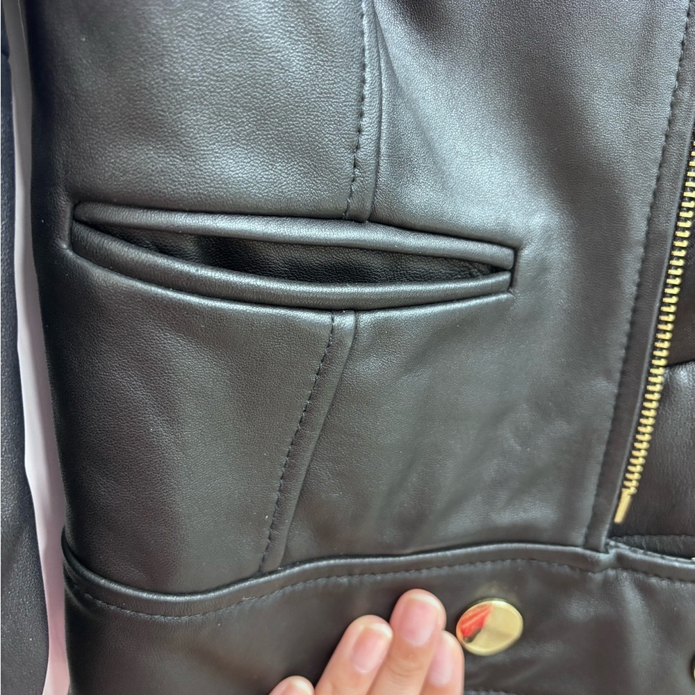 MODA International Genuine Leather Jacket Y2K Fitted Moto‎ in Black - SIZE XS - Picture 6 of 16